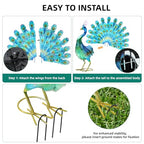 27.5" Metal Peacock Garden Statue with Tail Spread, Handmade 3D Textured Peacock Garden Sculptures Metal Yard Art for Patio, Garden or Entryway - color: 27.5"h-glossy Green Peacock