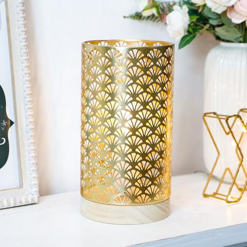 JHY DESIGN Metal Battery Powered Lamp 9''H Medium Cordless Table Lamp with 6-Hours Timer Modern Lamp for Weddings Party Patio Garden Indoors Outdoors Table Balcony（Gold） - color: Gold