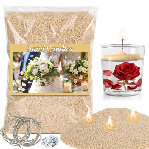 Sukh Snow Pearled-Candles with Wicks - DIY Candle Sand,Pearled Wax with Wicks,Wax,Refillable for Weddings,Partie (Sand) - color: Sand