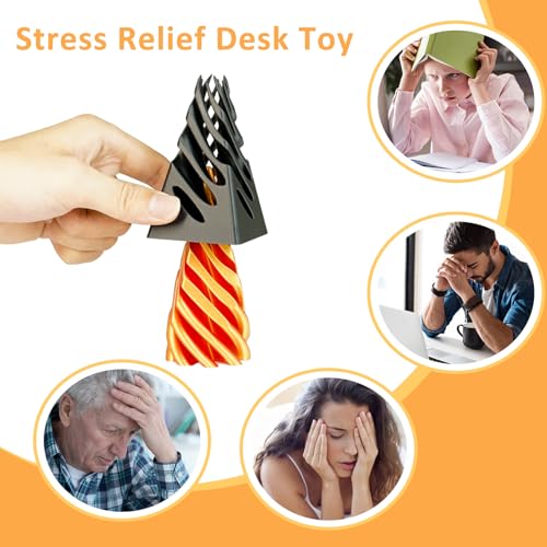 3PCS Impossible Cone,3D Printed Spiral Cone Fidget Toys,Impossible Pyramid Passthrough Sculpture,Stress Relieving Toys for Adults and Kids,Stocking Filler White Elephant Gifts(Black Gold) - color: Black Gold