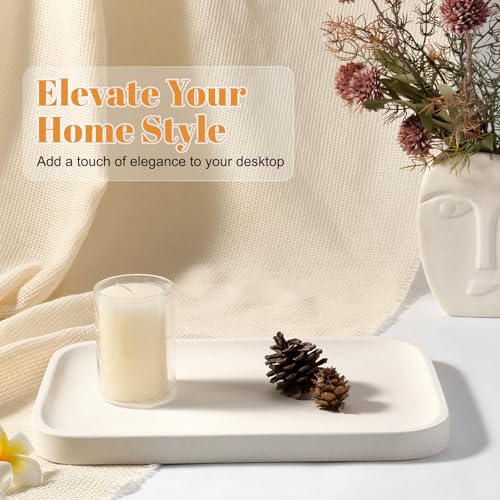Koville Marble Tray, 12"x8" Natural Stone Vanity Tray for Countertop Bathroom Kitchen Dresser, Decorative Marble Catchall Trays for Perfume Jewelry, Rectangular Serving Tray(Beige) - color: Beige