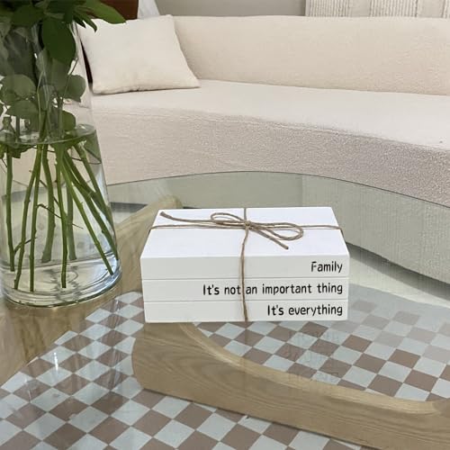 Decorative Books for Home Decor, White Faux Books for Decoration, Rustic Farmhouse Stacked Display Books (Family) - style: Family