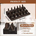 Juexica 18 Fingers Wood Ring Display Wooden Finger Ring Stand for Selling Jewelry Display Holder Showcase for Storage(Black Gray) - color: Black Gray