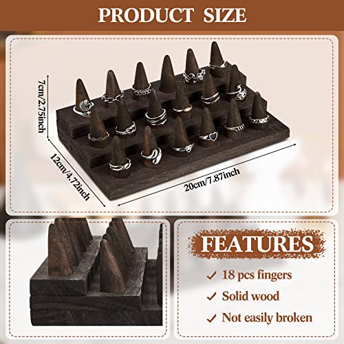 Juexica 18 Fingers Wood Ring Display Wooden Finger Ring Stand for Selling Jewelry Display Holder Showcase for Storage(Black Gray) - color: Black Gray