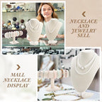 Huquary 6 Pcs Jewelry Display Set Necklace Display Stand T Bar Bracelet Holder Jewelry Bust for Home Store Trade Show(Beige) - color: Beige