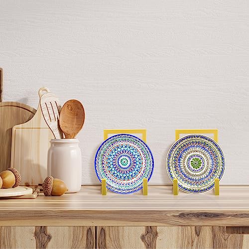 Sweetude 2 Pcs Large Plate Stands for Display Metal Frame Plate Holder Display Stand Decorative Table Top Easels for Picture, Book, Platter, Photo Easel(Gold,8 Inch) - color: Gold, size: 8 Inch