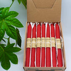Beeswax Handmade Taper Candles, 7 Pair Red Color, 9 Inch Smokeless Dripless Wax Candles, Beeswax Candle for Home Gift Ideas - color: Red