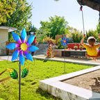 14'' Wind Spinners Outdoor, Flower Metal Garden Wind Spinners Outdoor, Kinetic Wind Sculptures & Spinners for Yard Garden Lawn Decor (Blue) - size: 14'' Blue