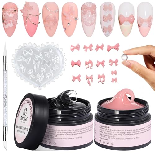 Beetles 3D Gel Nail Art with 3D Mold-2 Pcs Ballet Whisper Clear&Pink Solid Builder Nail Gel,Non-Sticky Sculpting, Dual-Ended Sculpture Pen, Beginner Friendly DIY at Home,UV LED Lamp Needed - color: B6-Clear & Pink
