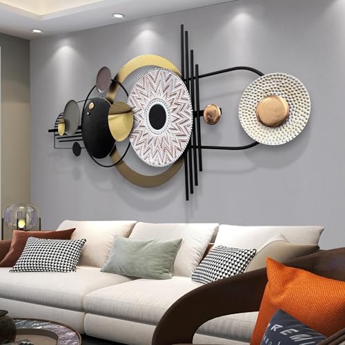 ERMOFAV Wall Decor,Modern Creative Metal Geometric Circular Decor Wall Art, 59x24 In Large 3D Textured Metal Wall Sculptures, Living Room Bedroom Den Aesthetic Wall Art Decor - style: wall sculpture 1