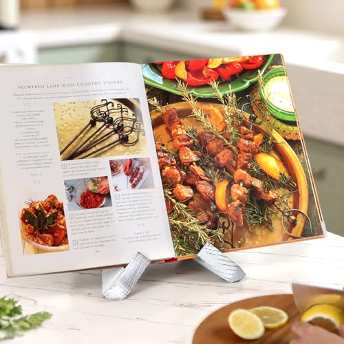 PUERSI Cookbook Stand for Kitchen, Recipe Book Holder for Kitchen Counter, Wooden Cookbook Holder, Rustic Cook Book Holder Stand - Farmhouse White - color: White