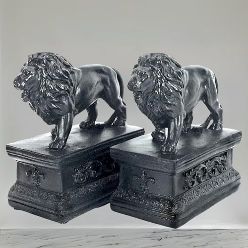 Bellaa 23453 Decorative Bookends Lion Book Ends Vintage Antiques Majestic Library Nonskid Shelves Support 7 Inch