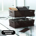Simple Houseware 2 Tier Bathroom Organizer Tray Pull-Out Sliding Drawer, Under Sink Storage, Brown - color: Brown