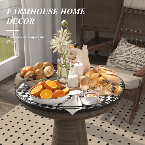 21" Black and White Kitchen Lazy Susan Turntable, Round Checkered Decorative Tray, Large Lazy Susan for Dining Table Centerpiece, Pantry, Kitchen, Bathroom, Countertop, Cupboard, Home Decor - color: Black & White, size: 21 inches