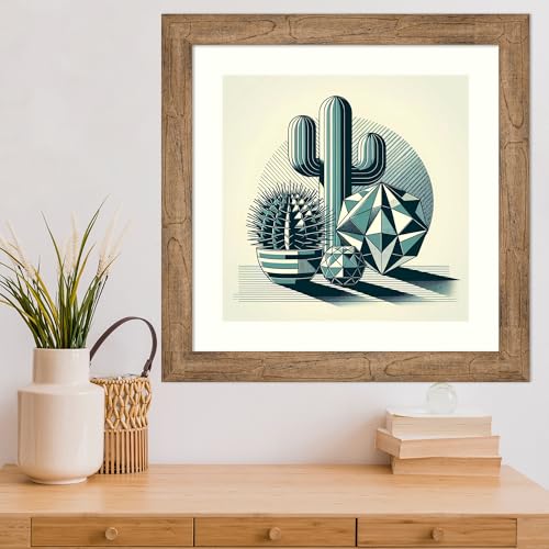 Amanti Art Framed Wall Art Print 24x24 Succulents in Angled Vases by David Galan, Abstract Wall Art, Modern Contemporary Decor, Medium Poster Painting Artwork for Living Room, Bedroom, Bathroom, - color: Owl Brown Narrow, size: 24"L x 24"W