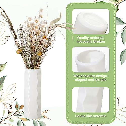 Didaey 10 Pack Composite Plastic Flower Vases Bulk White Small Boho Floral Vases for Dried Flower Bouquet Pampas Grass Centerpieces Fall Wedding Party Living Room Decor(Stylish) - style: Stylish