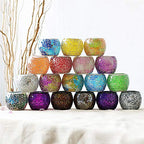 Ochine Glass Votive Candle Holder for Tealight, Romantic Stained Mosaic Tealight Candle Holders, Handmade Cracked Aromatherapy Candle Lamp - color: D