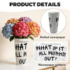 Retro Newspaper Ceramic Vase Black and White Vase Unique Shelf Decor Cute Flower Vase Eclectic Home Decor