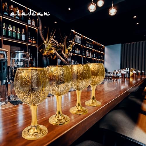 Vintage Chalice Medieval Goblet | 1x Solid Brass Red Wine Glass Cups of Royal King Arthur - Renaissance, Birthday Gifts Christmas Wedding Anniversary Novelty Ceremonial Drinkware (Emperor's Chalice) - style: Emperor's Chalice