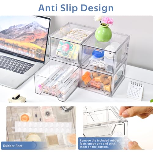 Plastic Drawers Storage, 6 Pack Clear Stackable Storage Drawers, Acrylic Storage Bins with Drawers for Fridge Organizers, Small PlasticDrawers Stackable for Makeup Organizers Cosmetic Display - size: 6Pack Standard