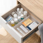 Poeland 5 Pcs Drawer Organizer Tray Storage Box for Bedroom Nightstand Drawer Dresser Bathroom Kitchen Drawer, Frosted - size: 5pcs