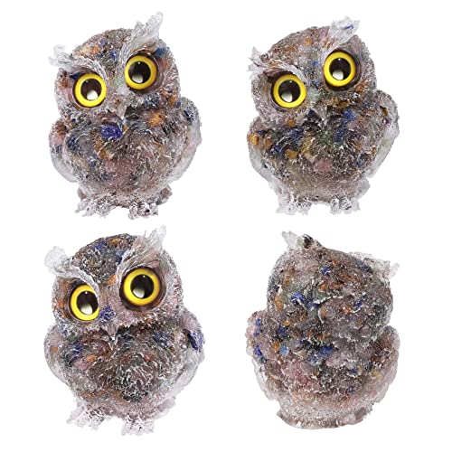 mookaitedecor Colorful Crystals Owl Statue Sculpture Stone, Carved Animals Night Owl Figurine Crystal Ornament for Desktop Office Home Decor - color: Colorful, size: 2.36 inch