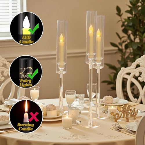 Vincidern 6-Piece Clear Acrylic Taper Candle Holder Set, Candlestick Stands for Table Centerpiece, Wedding, Party, Holiday Decor - color: Clear-6pcs (Fat)