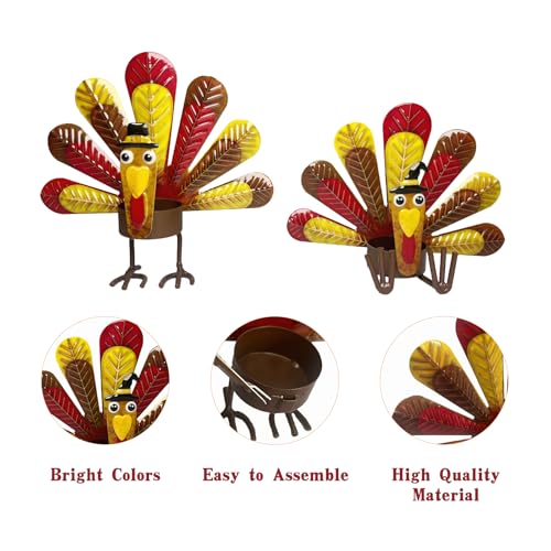 6 Pack Metal Turkey Tealight Candle Holders Thanksgiving Tea Lights Candle Holders Turkey Tea Lights Thanksgiving Decorations Home Table Decoration