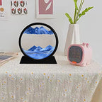 rysnwsu 3D Dynamic Sand Art Liquid Motion, Moving Sand Art Picture Round Glass 3D Deep Sea Sandscape in Motion Display Flowing Sand Painting Relaxing Desk Toys (Blue, 7'') - color: Blue, size: 7''