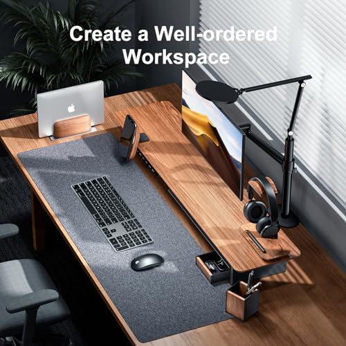 UPERGO Desk Tray Organizer Drawer for Home Office, Walnut Desk Organizer Tray for Keys, Pen, Watch - style: desk drawer