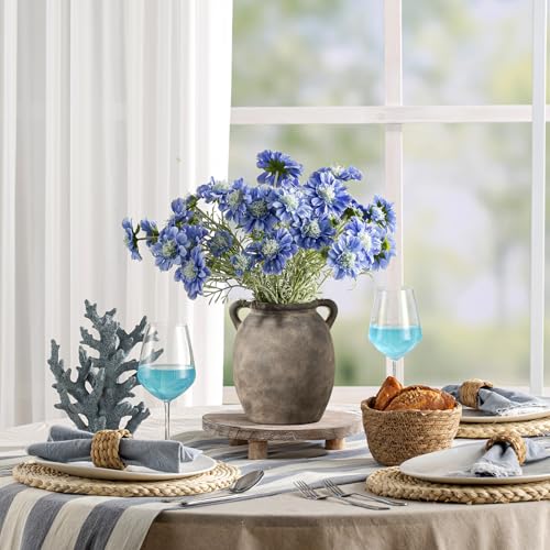 Dobbyby Ceramic Flower Vase 7.6 inch Farmhouse Rustic Vase Decorative Pottery Terracotta Vases for Home Decor Table Mantle Fireplace Living Room Bathroom Wedding Centerpiece (Black) - color: M-black