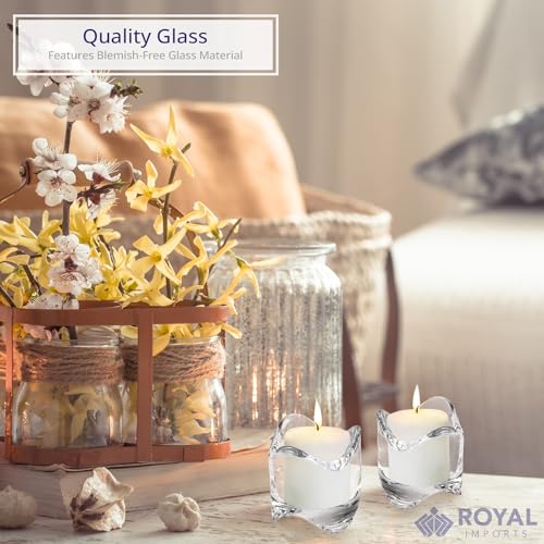 Royal Imports Tea Lights Votive Candles Holders (Set of 6), 2 in. Glass Candle Cups, Wedding Table Centerpiece, Home Decor, Party, Dinner & More
