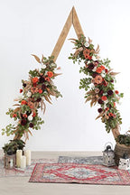 Artificial Flowers Combo Box Set Silk Fake Flowers with Foliage for DIY Wedding Bouquet Cake Flower Table Centerpieces - color: Orange & Burgundy