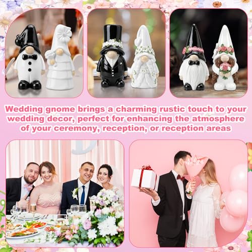 Arrowbash 6 Pcs Wedding Ceramics to Draw Ready to Paint Your Own Gnome Statues 5.12 Mr and Mrs Paintable Figurines DIY White Ceramics Plaster Crafts Kit with Brush Palette - style: Wedding