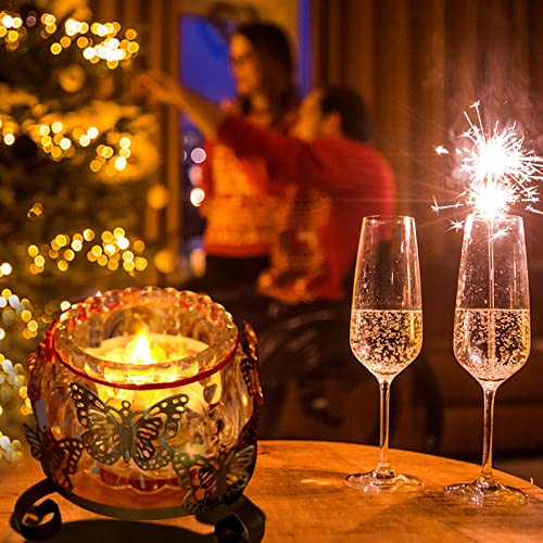 SUPERFINDINGS 1PC Iron Butterfly Candle Holder 4.1x4.1x3.5inch Decorative Candlestick Holder Art Tealight Candle Holder Golden Cup Candlestick for Home Table Christmas Party Decoration