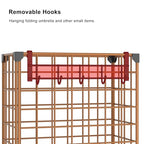 AWTATOS Umbrella Holder Entryway, Umbrella Stand Freestanding, Metal Square Umbrella Rack Organizer with a Removable Drip Tray, Hooks, Brown - color: Brown
