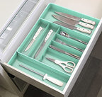 Simple Houseware Expandable Kitchen Drawer Flatware Organizer, Turquoise - color: Turquoise