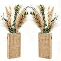 2 Pack Wall Woven Vases with Pampas Grass – Boho Decor for Living Room, Modern Farmhouse Entryway or Bathroom, Rustic Art for Home Decoration - style: Wall Decor-Woven