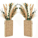 2 Pack Wall Woven Vases with Pampas Grass – Boho Decor for Living Room, Modern Farmhouse Entryway or Bathroom, Rustic Art for Home Decoration - style: Wall Decor-Woven