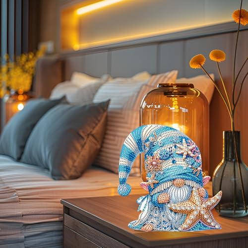 Gnome Tabletop Diamond Art Painting - DIY Diamond Art Kits for Adults Figurines Special Shaped Rhinestone Gem Art Statues, 5D Painting with Diamond Dots Sculpture Ornaments Kits Gifts for Beginner - color: Q010