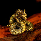 100% Solid Brass Dragon-Snake Hybrid Sculpture - Handcrafted Mythical Creature Statue, Heavyweight Fantasy Art Decor, Premium Office & Library Collectible, Power Symbol Gift for Mythology Lovers - style: Dragon Snake