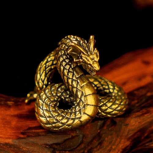 100% Solid Brass Dragon-Snake Hybrid Sculpture - Handcrafted Mythical Creature Statue, Heavyweight Fantasy Art Decor, Premium Office & Library Collectible, Power Symbol Gift for Mythology Lovers - style: Dragon Snake