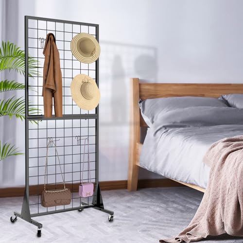 3-Pack Gridwall Panel Display Stand, 2'x5.5' Heavy Duty Floor Standing Rack with Detachable Girdwall, Movable Silent Wheel, Easy to Transport, Ideal for Retail & Craft Fairs - color: 3