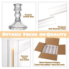 6 Set Hurricane Glass Candle Holders for Taper Candles, Candlestick Holders with Windproof Glass Tubes 13.4" H, Taper Candle Holders for Wedding, Dinner Table Centerpieces, Festival and Party Decor - size: 3.3"D-13.4"H -6pcs+6pcs Diamond Candlestick Holde