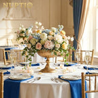 NUPTIO Gold Compote Vase for Centerpiece: 7.95" Tall Pedestal Footed Bowl for Flowers - Distressed Brass Urn for Wedding Table Decorative Set of 2 - size: 8.15"H - 2pcs