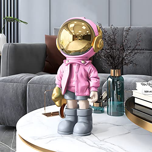 EZ4ENCE Astronaut Statues Spaceman Sculpture Modern Arts Gifts Pink Figurine Ornament Room Decor for Men,Home and Crafts Desktop Accessories Tabletop Decoration, Living Room, Office, Bookshelf… - color: Pink, size: Large