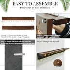 YYILIS Necklace Holder, Upgraded Extra Large Wall Necklace Organizer with 30 Hooks Wall Mounted Necklace Hanger with Jewelry Tray/Cosmetics Shelf Rustic Pine Wood Holder (Walnut) - color: Walnut