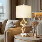 Scenekoy Sculptural Table Lamp Set of 2 with USB Ports for Bedroom Living Room, 26” Gold Leaf Marble Base Bedside Lamps, Pull Chains Switch Modern Nightstand Lamp for Home Room Decor (Bulbs Included) - size: 26 inches Gold Leaf -028-2