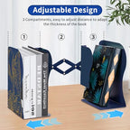 Dragon Bookends, Adjustable Bookends, Unique Book Holders for Shelves, Metal Book Ends for Heavy Books, Non-Skid Book Stander for Desk, Shelf, Office, Stationery Gift (Blue 2) - color: Blue 2