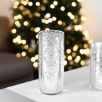 WGVI Hurricane Candle Holder Sleeve, W: 4", Ht: 10", Silver Speckled Glass Cylinder Open Both Ends, Chimney Tube Shade, 1 Piece - size: 4x10"H